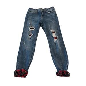 Judy Blue Skinny Jeans with Buffalo Plaid‎ Size 9 /29